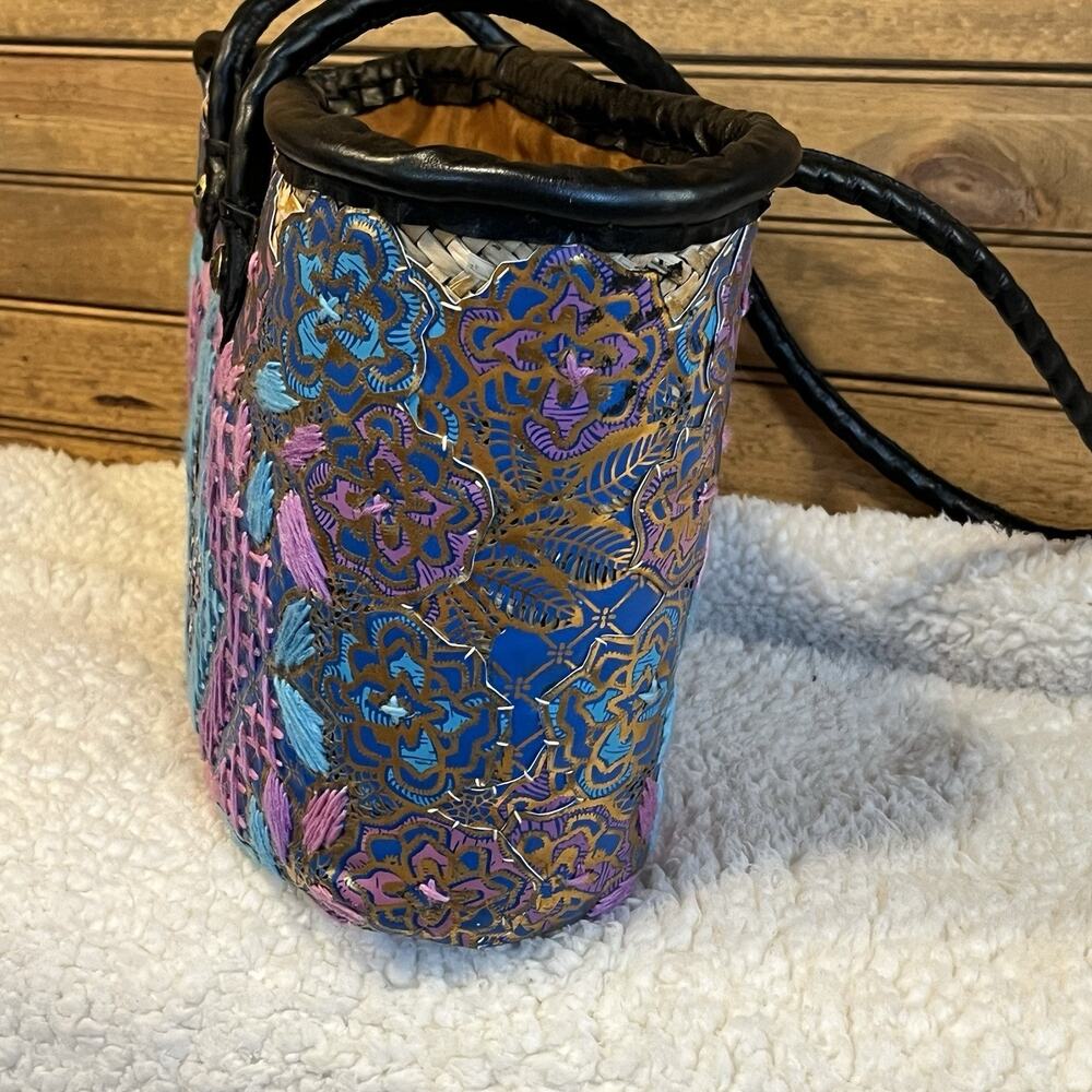 Patricia Nash Triana Straw Women’s Tote Handbag Embroidered Sequined Leather - Picture 4 of 16